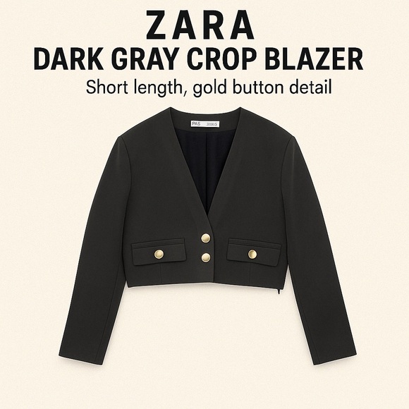 ✨Dark gray crop blazer Zara ✨ - Picture 1 of 5